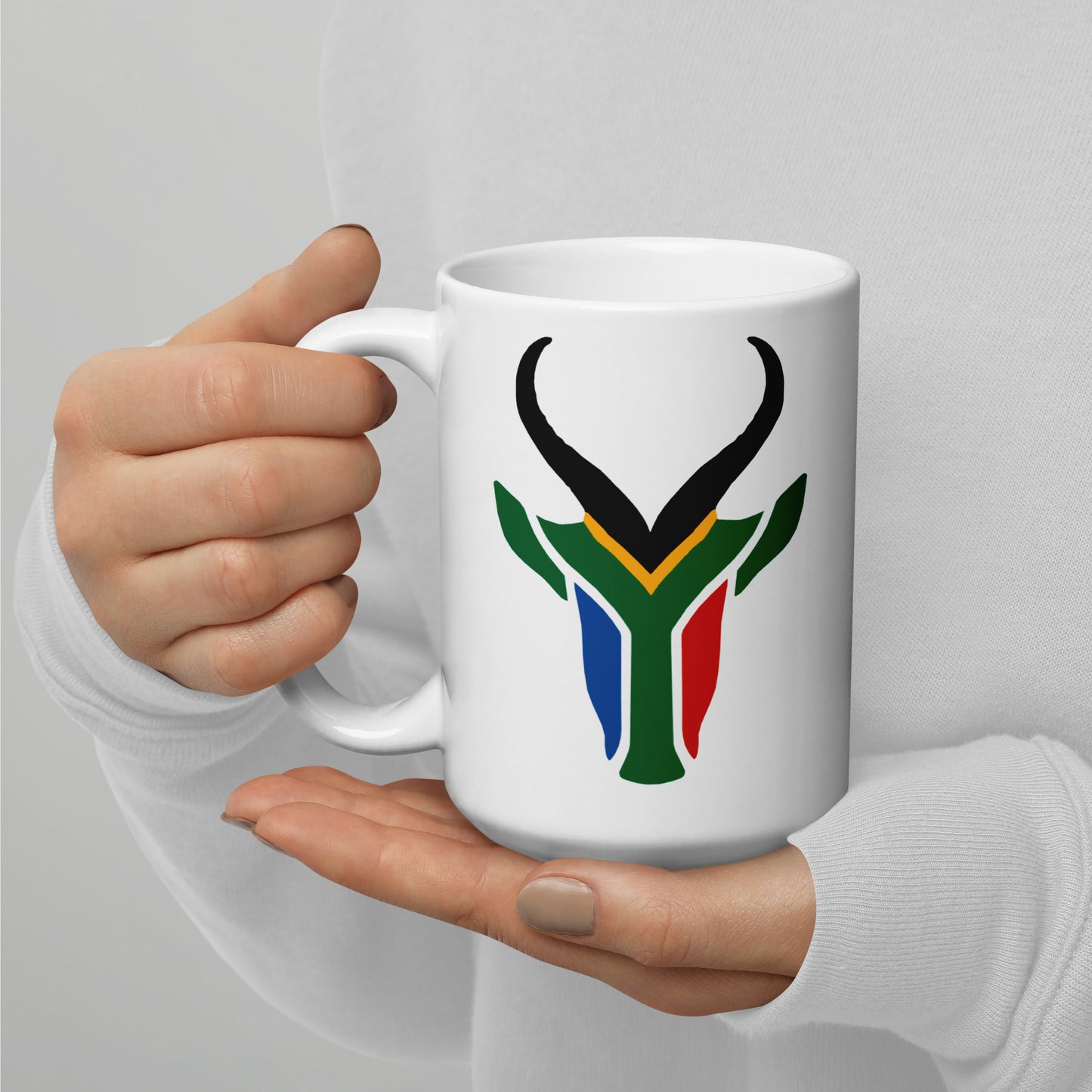 SA Colours Springbok White glossy mug