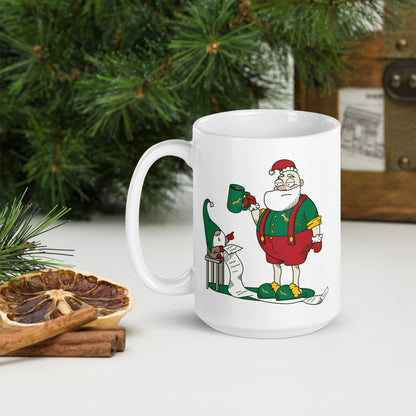 Grumpy Santa Bok Fan White glossy Christmas mug