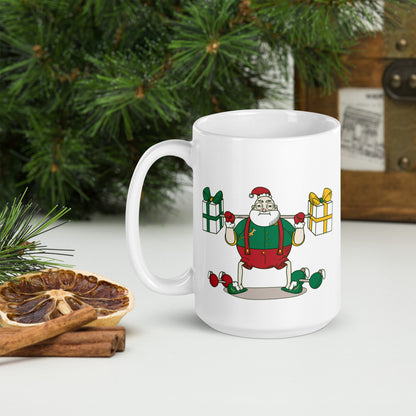 Santa Bok Fan Gym Rat Christmas White glossy mug