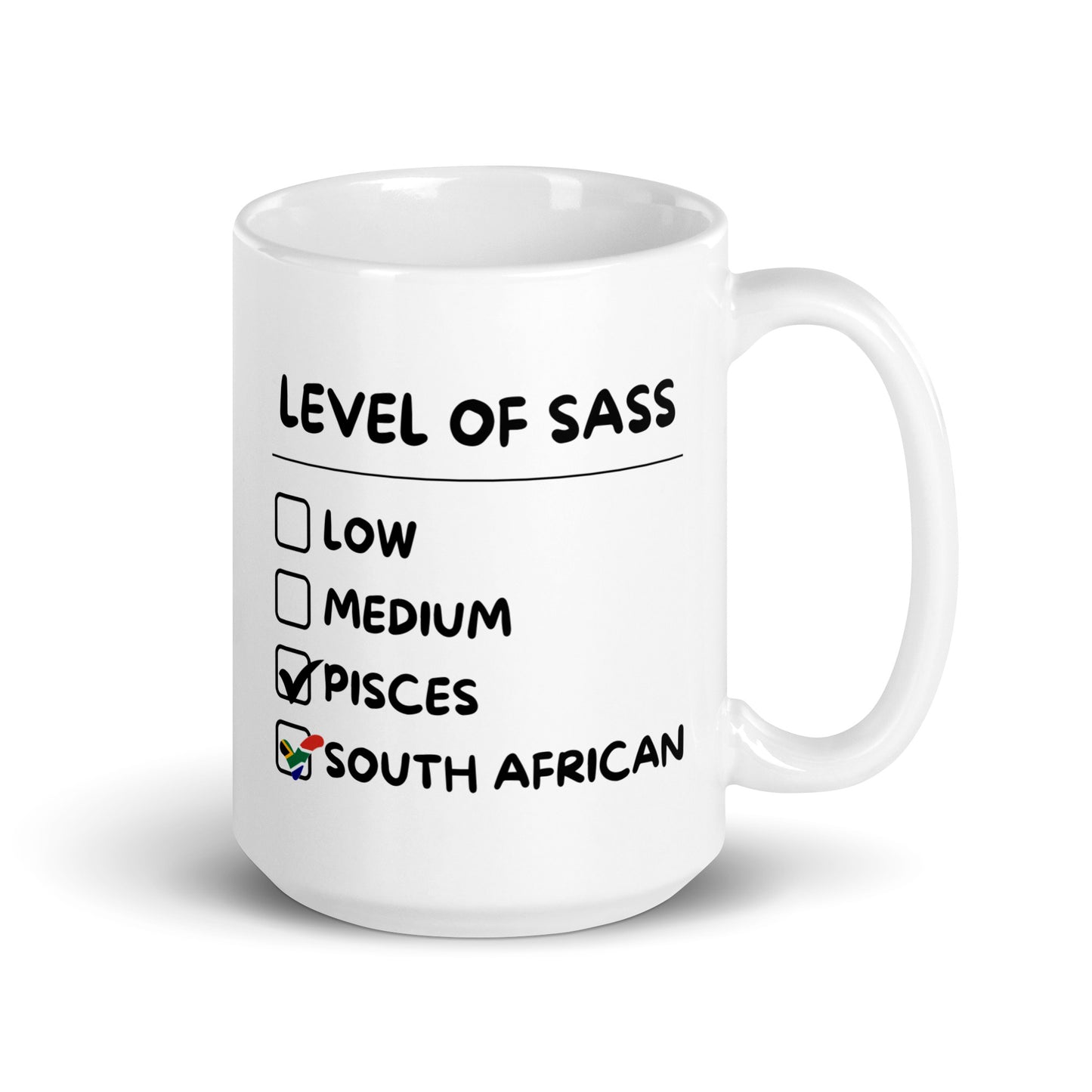 Sassy South African Pisces Mug - White glossy