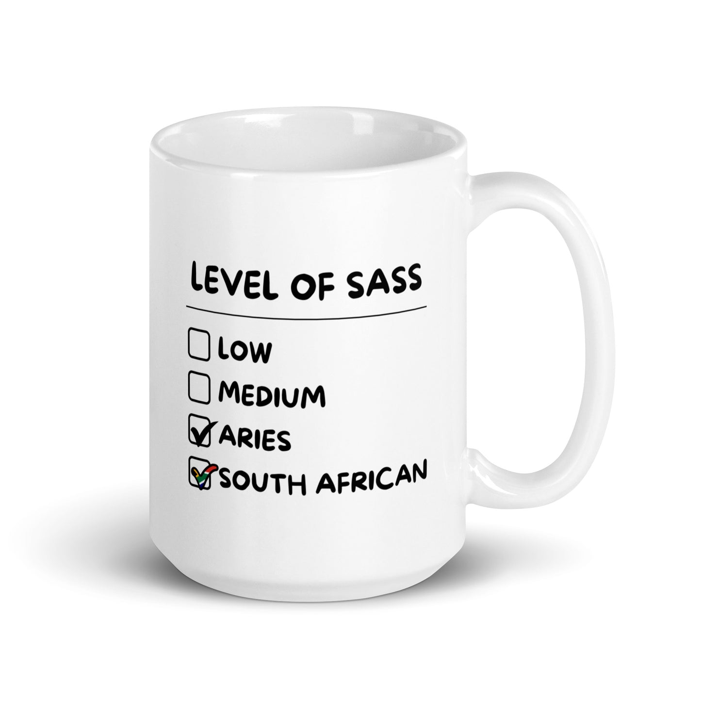 Sassy South African Aries Mug - White glossy