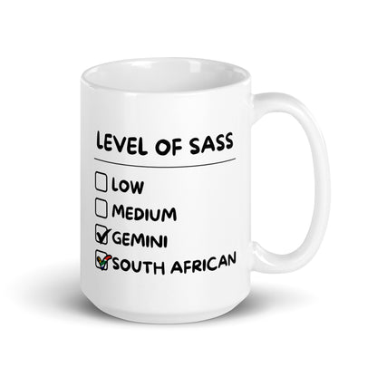 Sassy South African Gemini Mug - White glossy