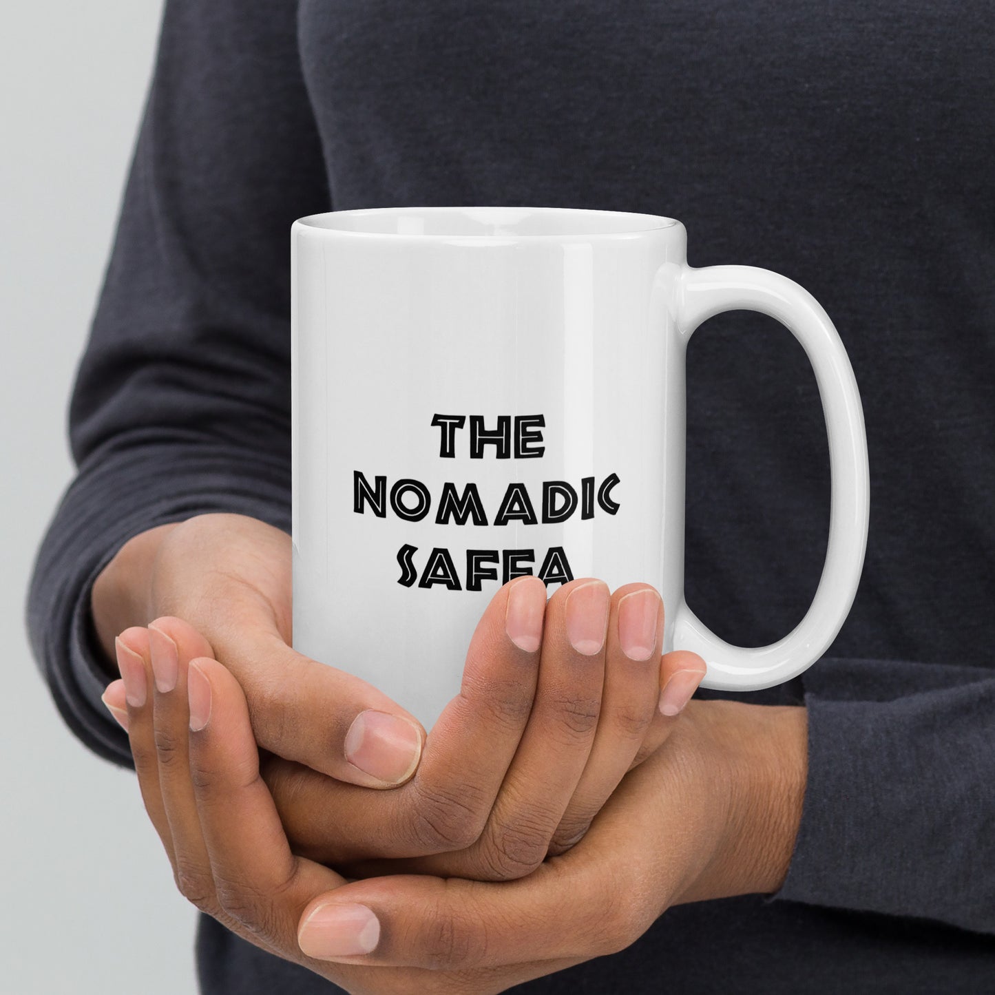 The Nomadic Saffa White glossy mug