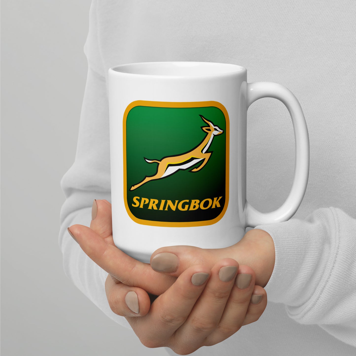 Bok Fan Badge White glossy mug