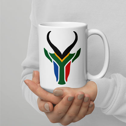 SA Colours Springbok White glossy mug