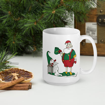 Grumpy Santa Bok Fan White glossy Christmas mug