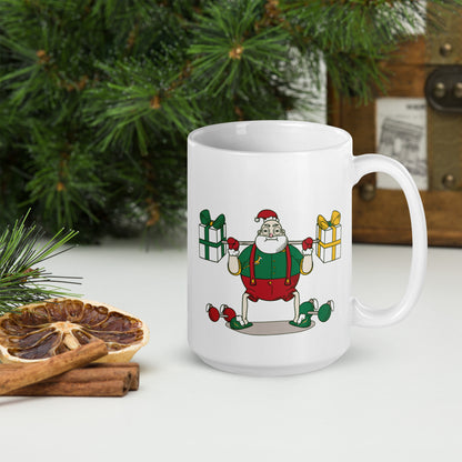 Santa Bok Fan Gym Rat Christmas White glossy mug