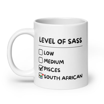 Sassy South African Pisces Mug - White glossy