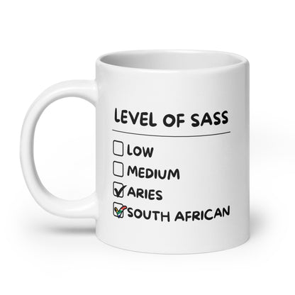 Sassy South African Aries Mug - White glossy