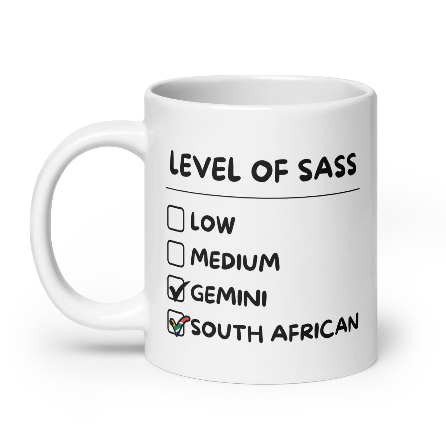 Sassy South African Gemini Mug - White glossy