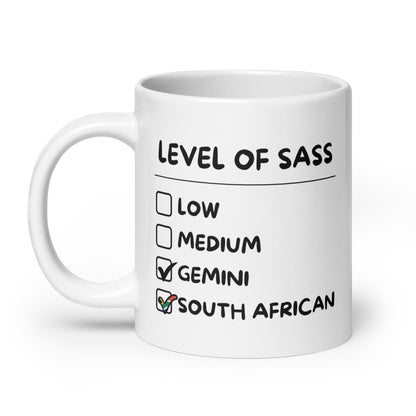 Sassy South African Gemini Mug - White glossy