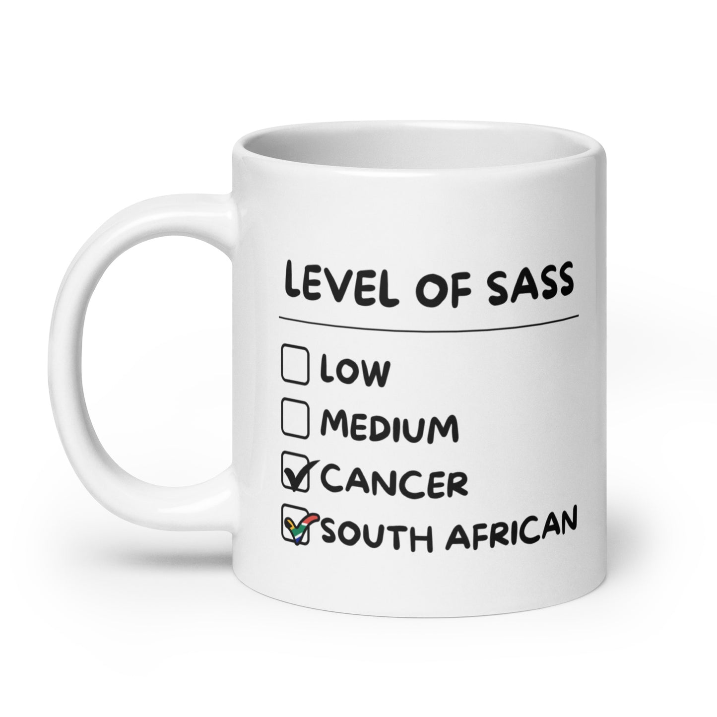 Sassy South African Cancer Mug - White glossy