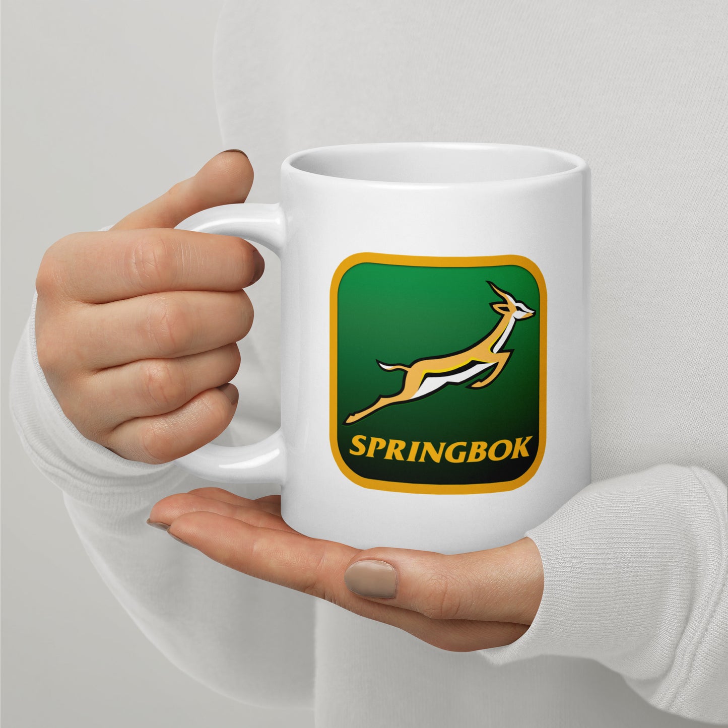 Bok Fan Badge White glossy mug