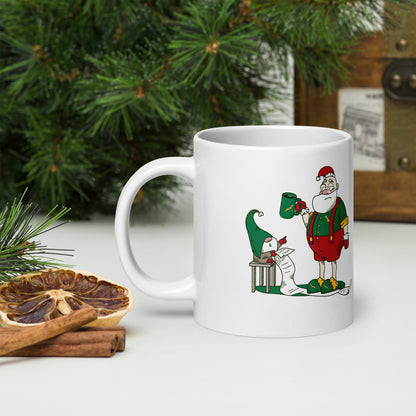 Grumpy Santa Bok Fan White glossy Christmas mug