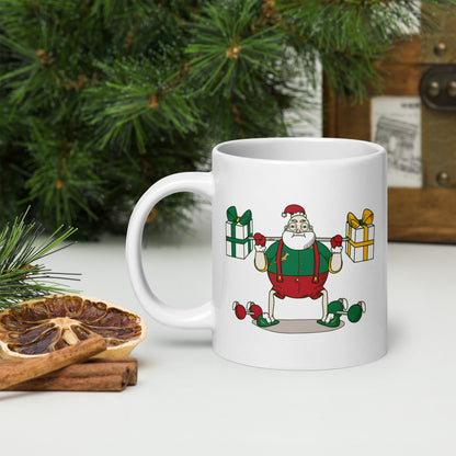 Santa Bok Fan Gym Rat Christmas White glossy mug