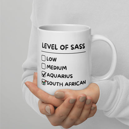 Sassy Aquarius South African- White glossy mug - South African