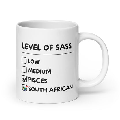 Sassy South African Pisces Mug - White glossy