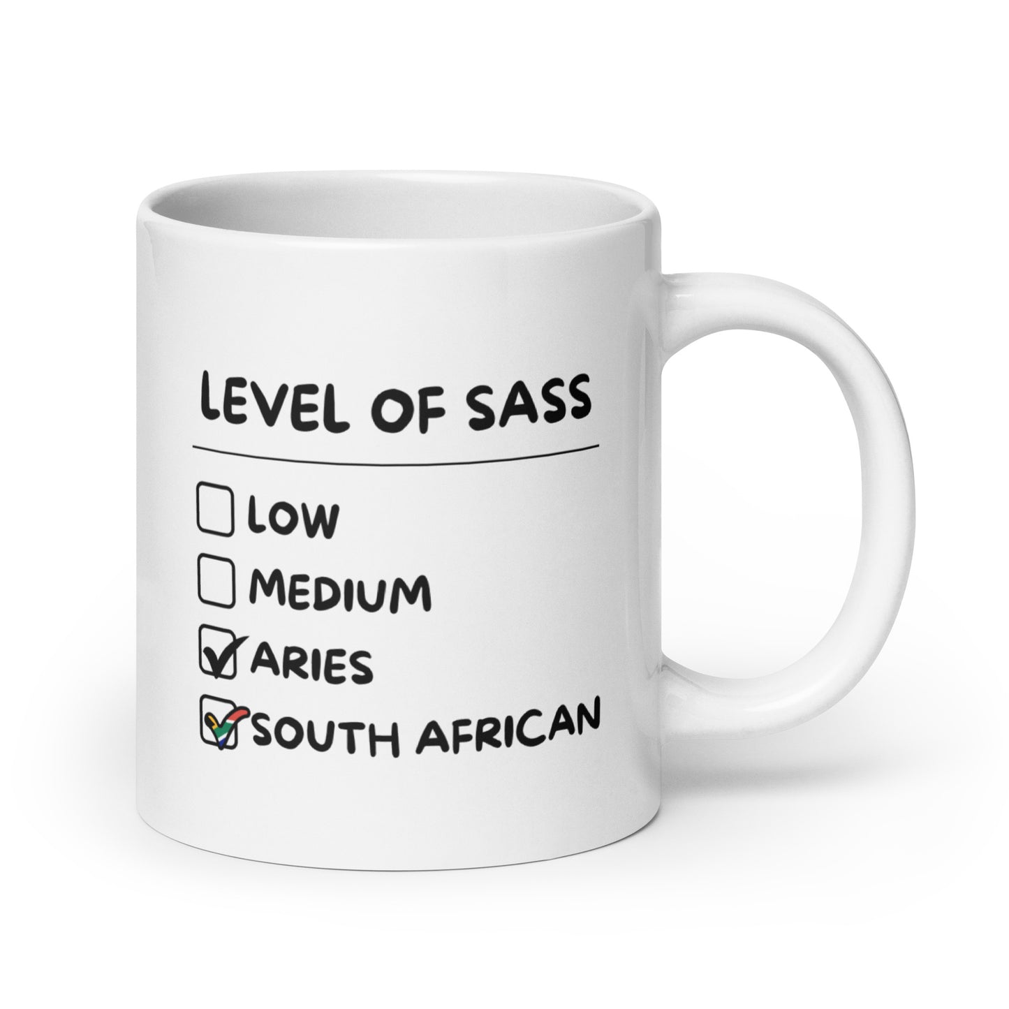 Sassy South African Aries Mug - White glossy