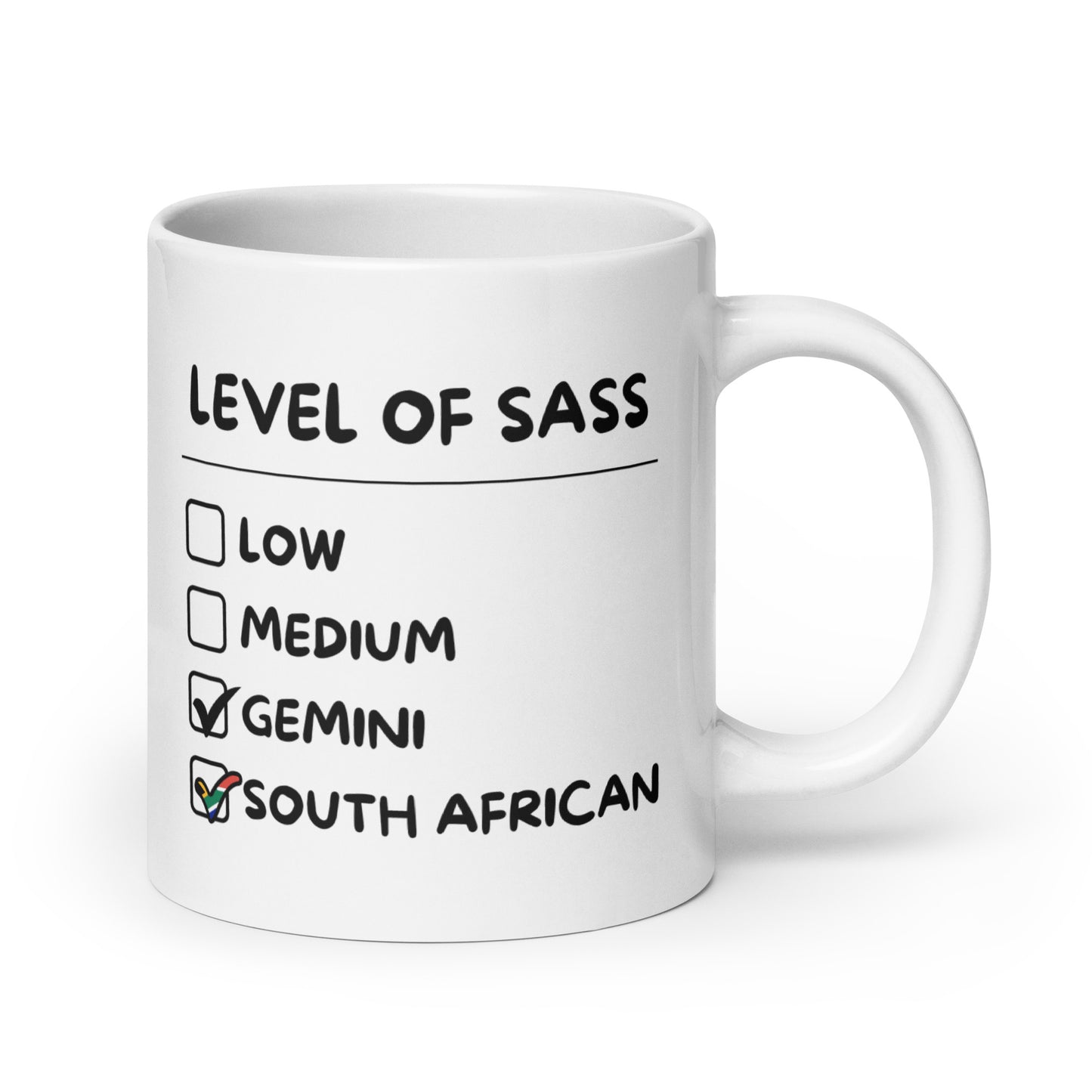 Sassy South African Gemini Mug - White glossy