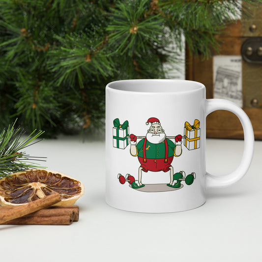 Santa Bok Fan Gym Rat Christmas White glossy mug