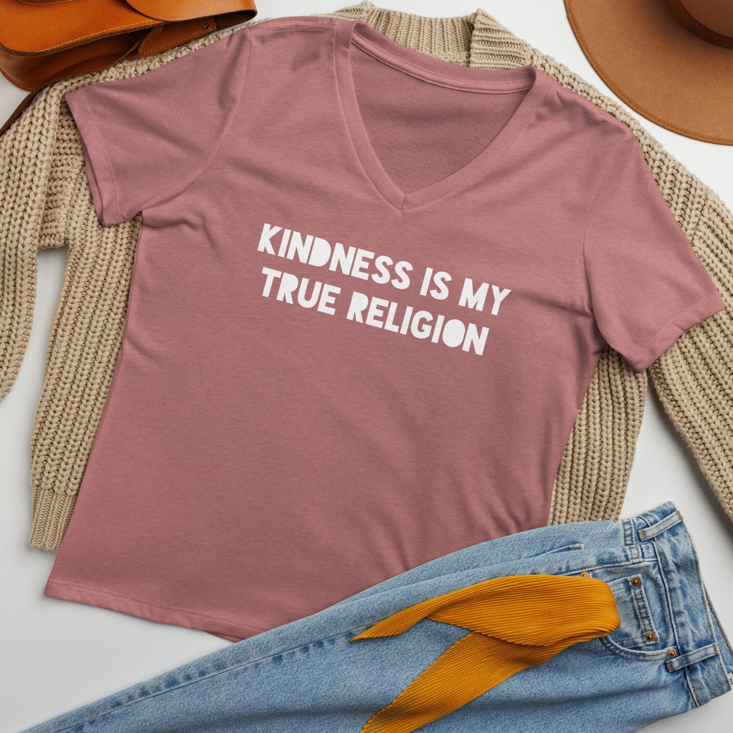 Kindness is my True Religion Women’s relaxed v-neck t-shirt