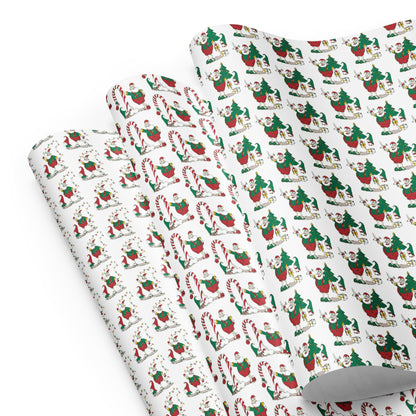 The Santa Springbok Fan Ice Skating Christmas Wrapping paper sheets