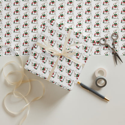 The Santa Springbok Fan Ice Skating Christmas Wrapping paper sheets