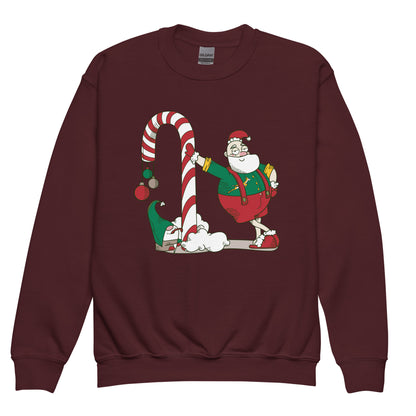 Santa Springbok Fan Candy Cane Christmas Youth crewneck sweatshirt