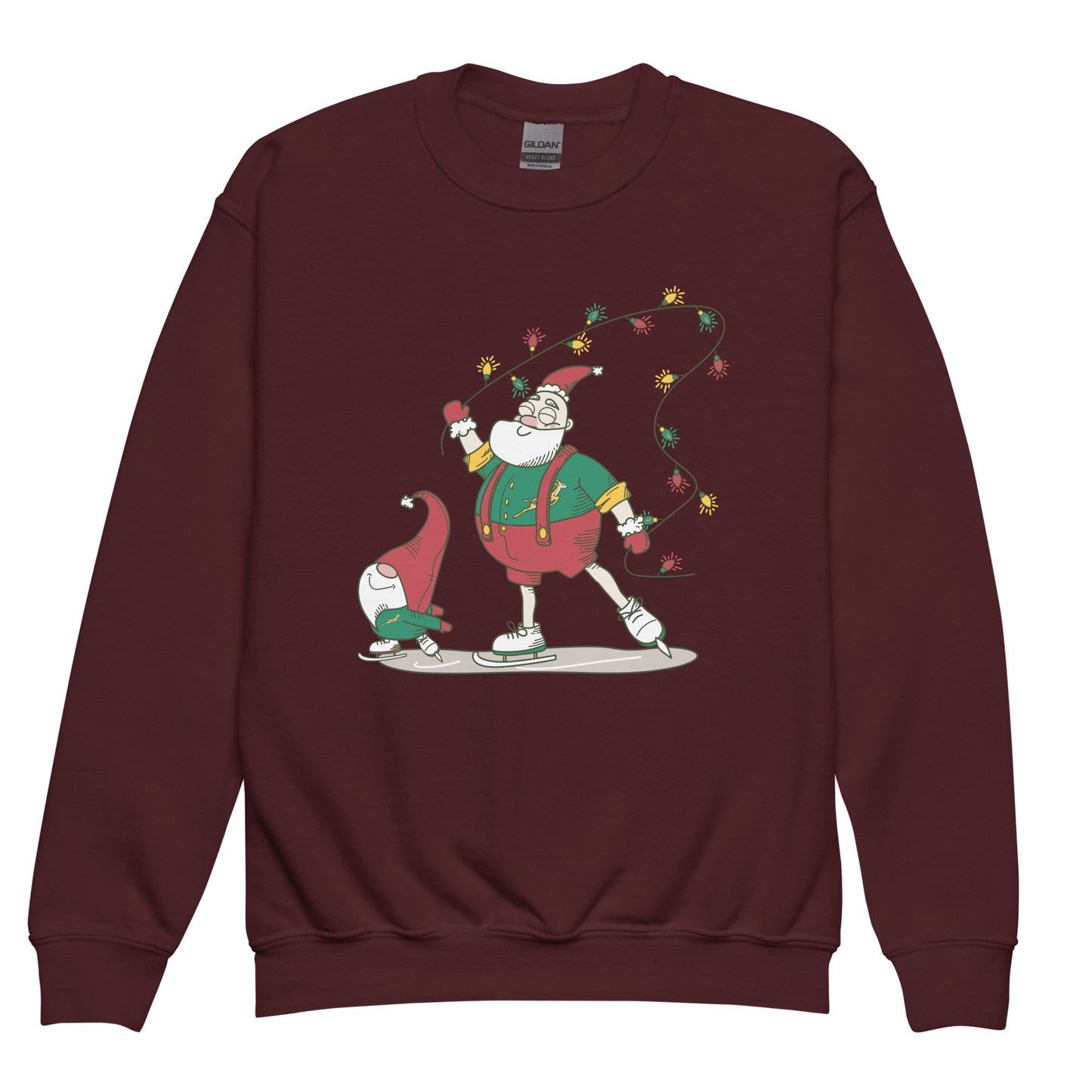 The Santa Springbok Fan Ice Skating Christmas Youth crewneck sweatshirt