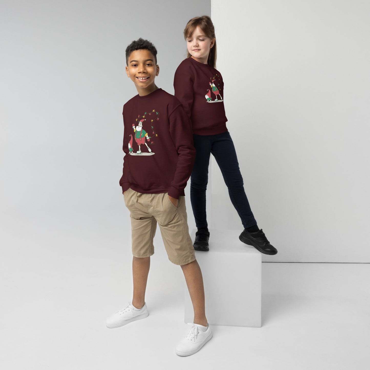 The Santa Springbok Fan Ice Skating Christmas Youth crewneck sweatshirt