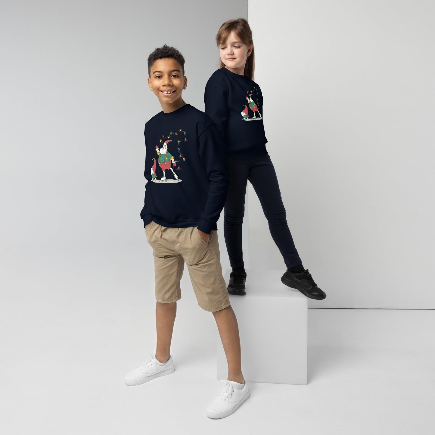 The Santa Springbok Fan Ice Skating Christmas Youth crewneck sweatshirt