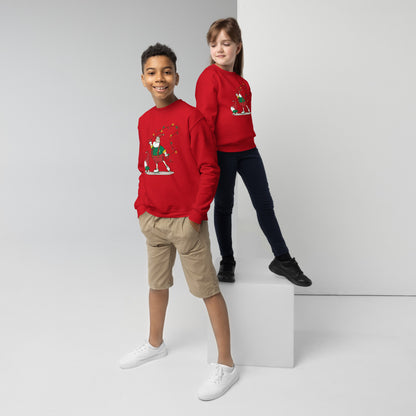 The Santa Springbok Fan Ice Skating Christmas Youth crewneck sweatshirt