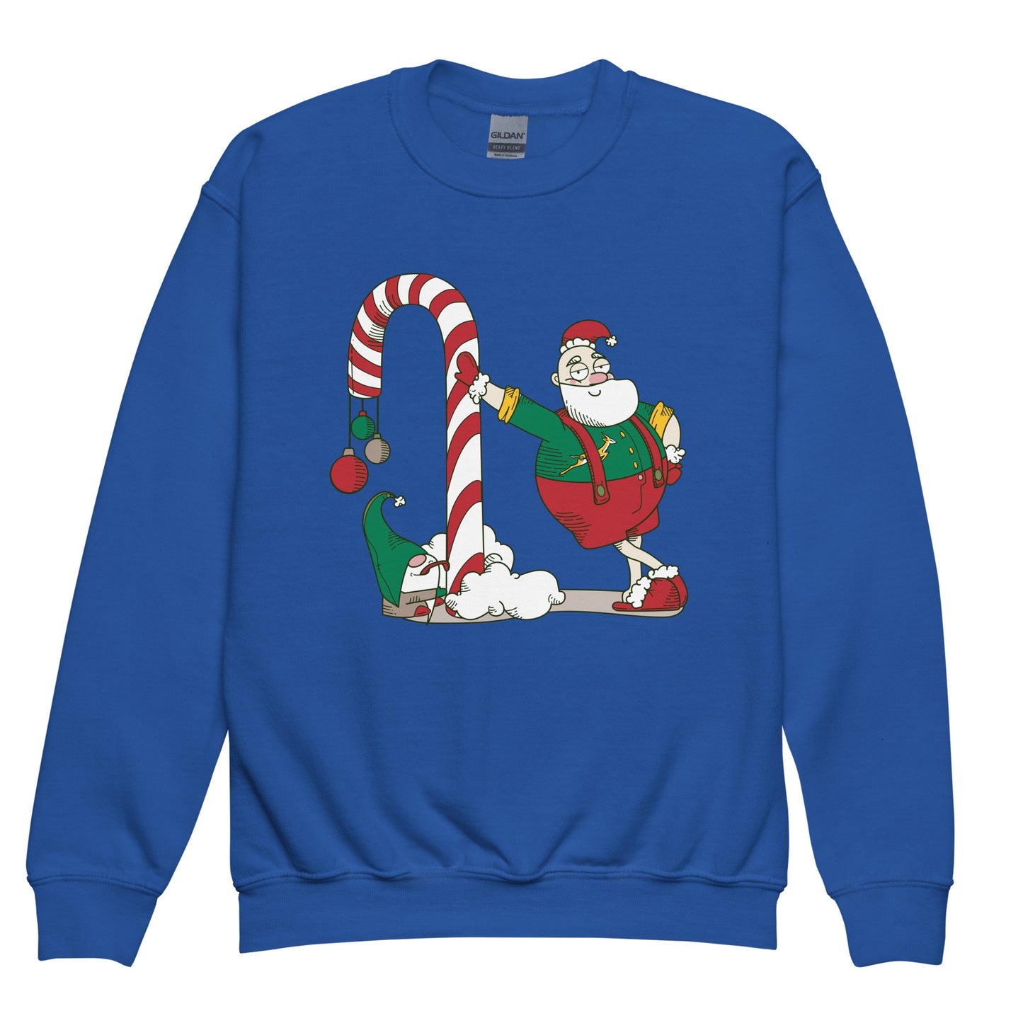 Santa Springbok Fan Candy Cane Christmas Youth crewneck sweatshirt