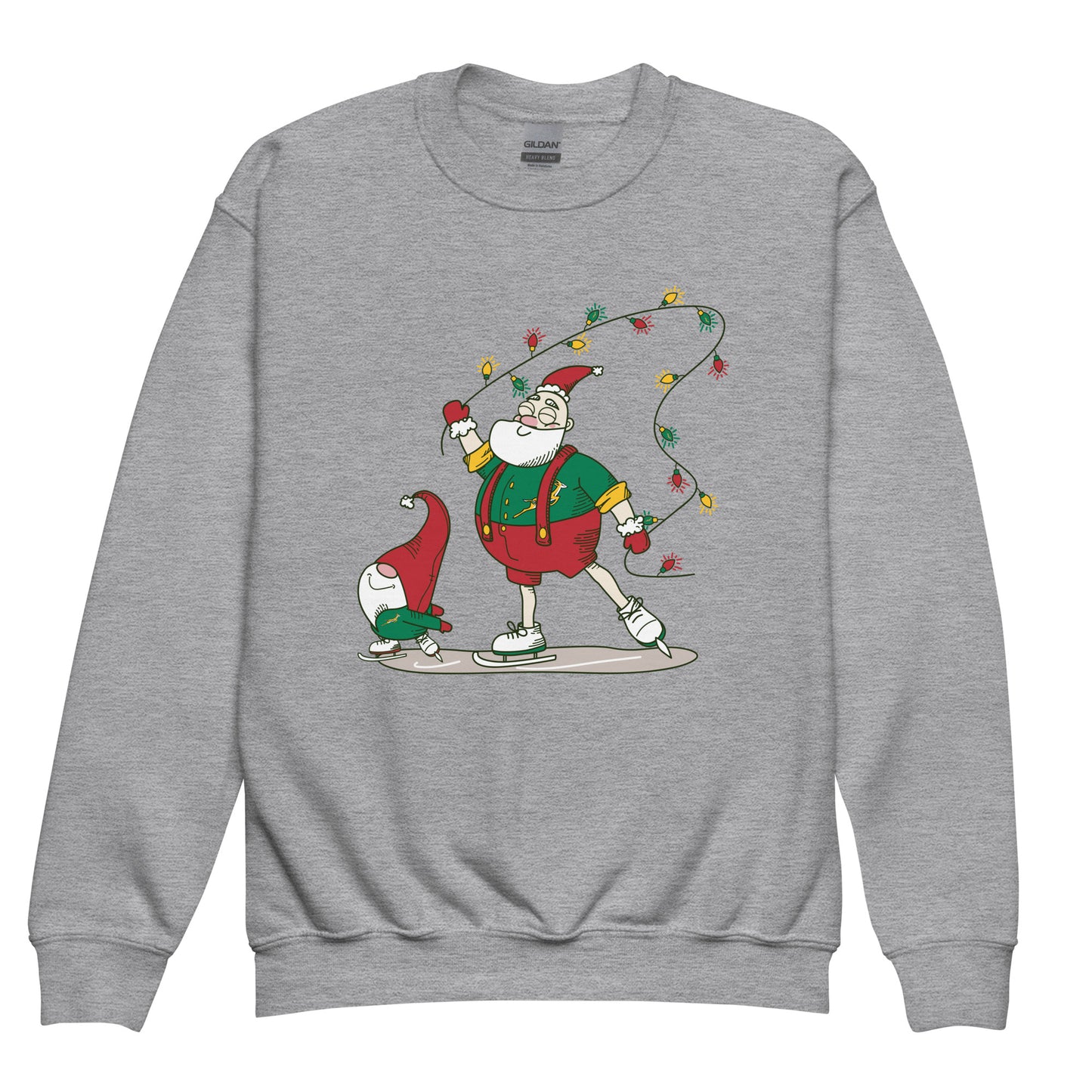 The Santa Springbok Fan Ice Skating Christmas Youth crewneck sweatshirt