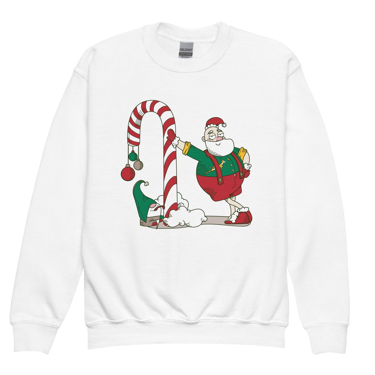 Santa Springbok Fan Candy Cane Christmas Youth crewneck sweatshirt