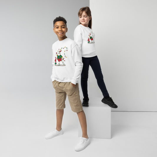 The Santa Springbok Fan Ice Skating Christmas Youth crewneck sweatshirt