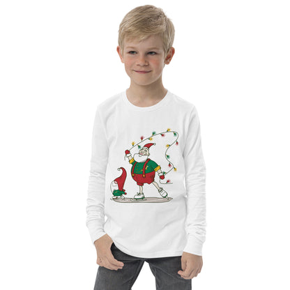 The Santa Springbok Fan Ice Skating Christmas Youth long sleeve tee