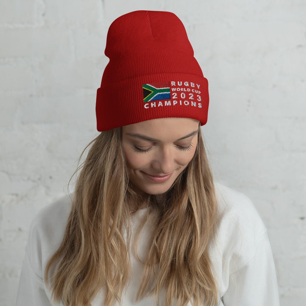 2023 Rugby World Cup Champions Cuffed Beanie / Red / - The Nomadic Saffa