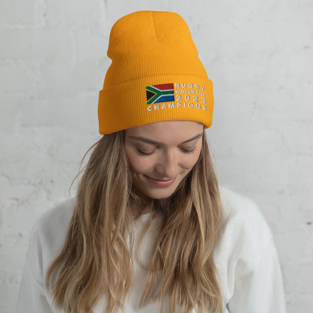 2023 Rugby World Cup Champions Cuffed Beanie / Yellow / - The Nomadic Saffa