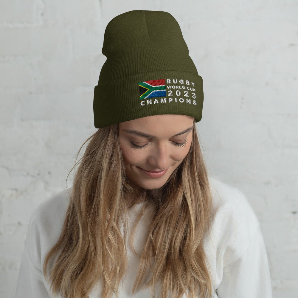 2023 Rugby World Cup Champions Cuffed Beanie / Olive / - The Nomadic Saffa