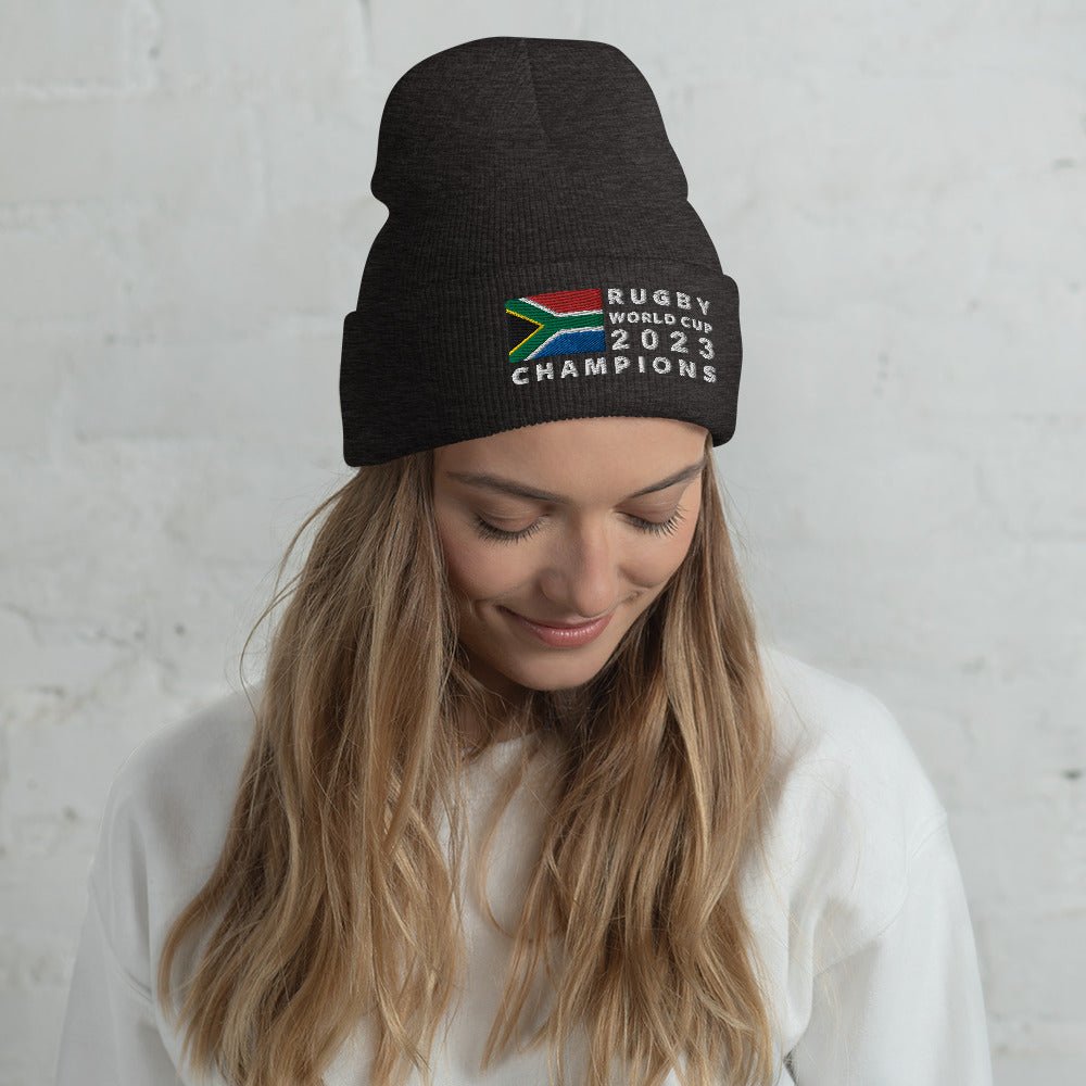 2023 Rugby World Cup Champions Cuffed Beanie / Dark Gray / - The Nomadic Saffa